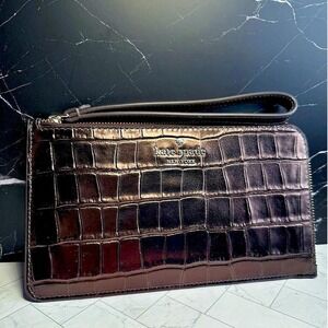 Kate Spade Copper Crocodile Embossed Wallet Clutch with wristlet